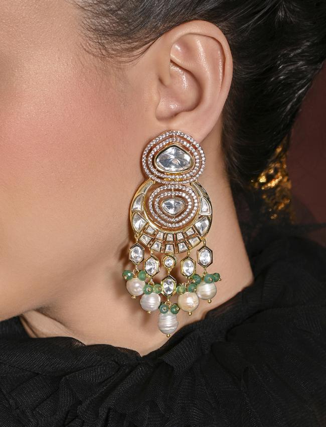 Glam Green Dangler Earrings