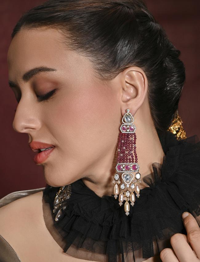 Chromatic Red Chandelier Earrings
