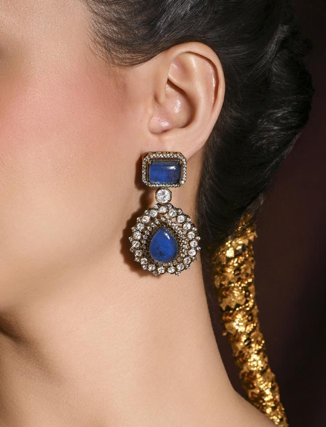 Bedazzling Blue Dangler Earrings