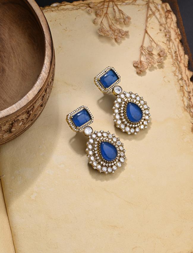 Bedazzling Blue Dangler Earrings
