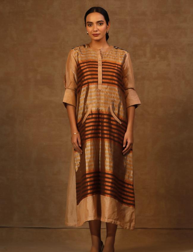 DHUN A IINE ZARI STRIPE DRESS(K03)