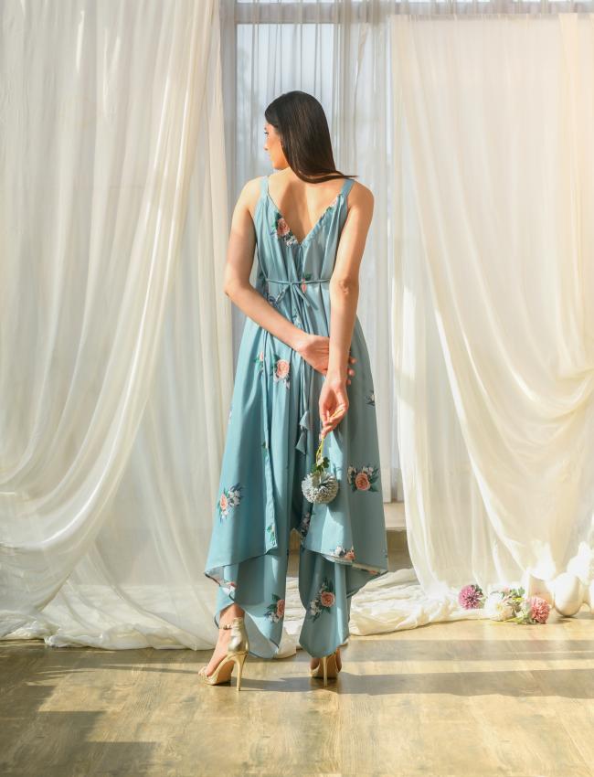 Dusty Teal Palazzo Jumpsuit